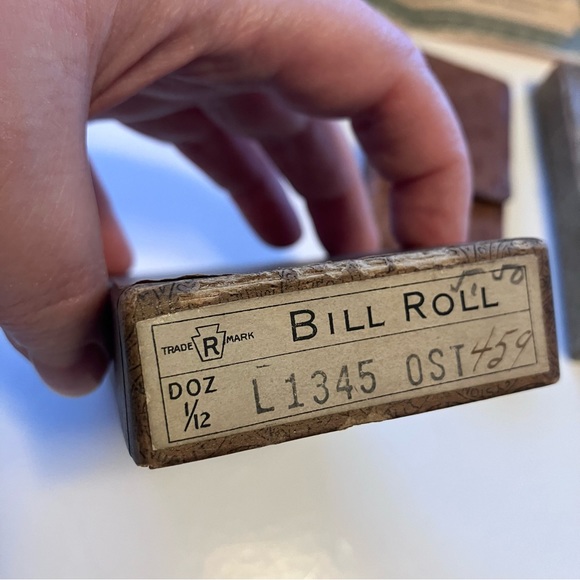 Antique Ostrich Leather Bill Holder in original box with Keystone Bill - Picture 11 of 16